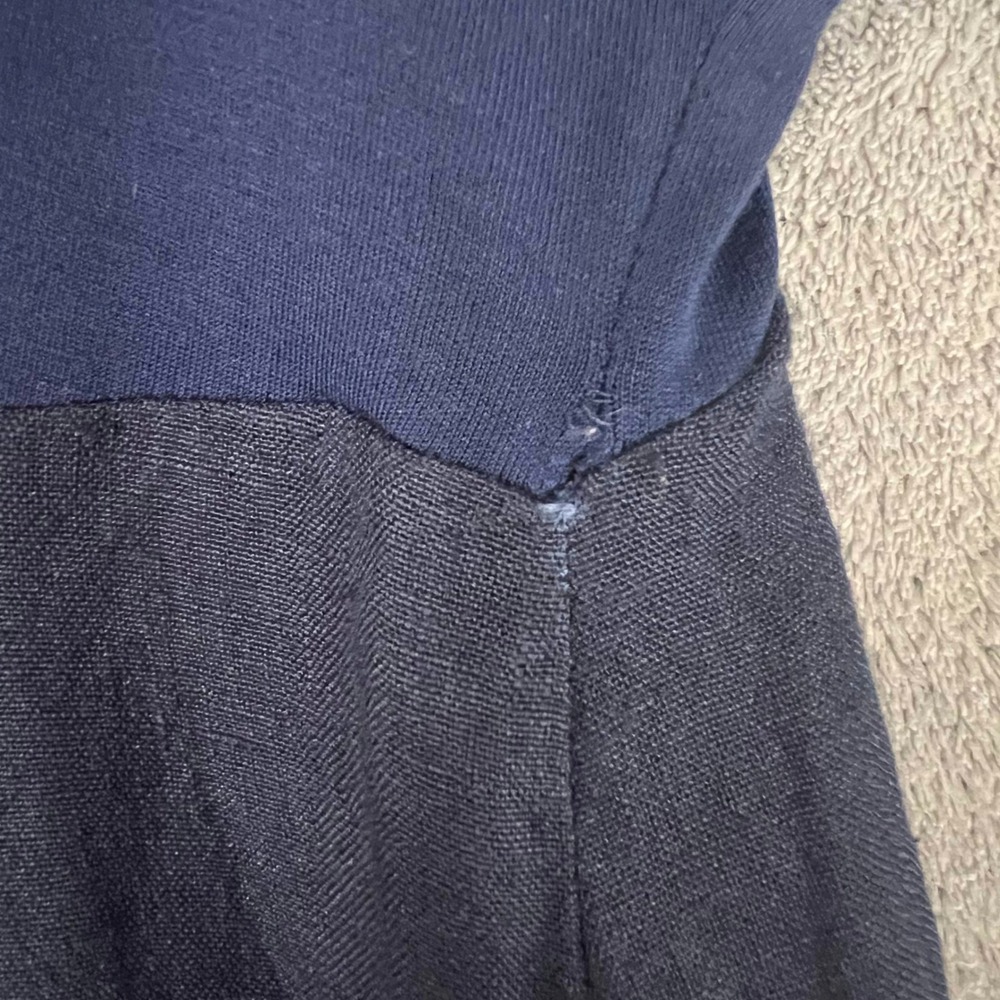 Hannoh Wessel Dallas Voile Check Dress Womens 40 100% Linen Navy Italy - Picture 9 of 12